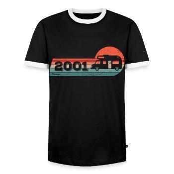 Motorhome Driver Camping Born in 2001 Birthday - Men's Ringer Shirt - black/white - Front - AI Model Female 172 light (172cm) & AI Model Male 178 light (178cm)