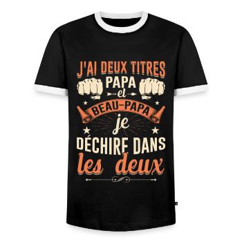 J'ai Deux Titres Papa Et Beau-papa Fête Des Pères - T-shirt contrasté Homme - noir/blanc - Devant - AI Model Female 172 light (172cm) & AI Model Male 178 light (178cm)