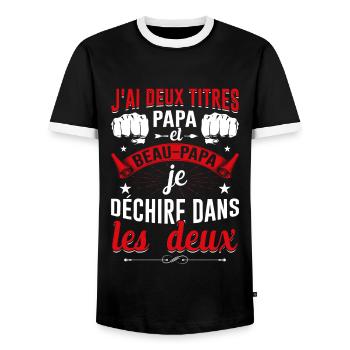 J'ai Deux Titres Papa Et Beau-papa Fête Des Pères - T-shirt contrasté Homme - noir/blanc - Devant - AI Model Female 172 light (172cm) & AI Model Male 178 light (178cm)