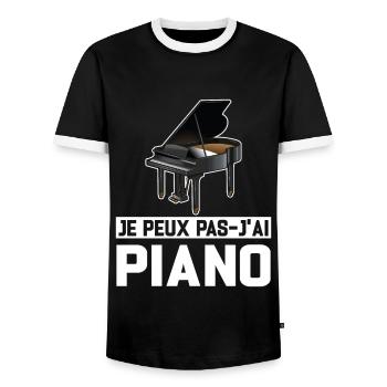 Je Peux Pas J'ai Piano Idée Cadeau Anniversaire - T-shirt contrasté Homme - noir/blanc - Devant - AI Model Female 172 light (172cm) & AI Model Male 178 light (178cm)