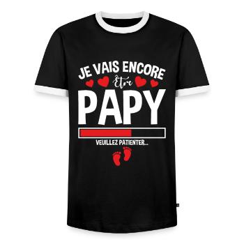 Je Vais Encore Être Papy Idée Cadeau Annonce Papi - T-shirt contrasté Homme - noir/blanc - Devant - AI Model Female 172 light (172cm) & AI Model Male 178 light (178cm)
