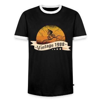VTT-Bike Mountainbike né en 1988 Anniversaire - T-shirt contrasté Homme - noir/blanc - Devant - AI Model Female 172 light (172cm) & AI Model Male 178 light (178cm)