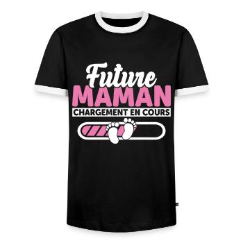Future Maman Idée Cadeau Enceinte Amour Cool - T-shirt contrasté Homme - noir/blanc - Devant - AI Model Female 172 light (172cm) & AI Model Male 178 light (178cm)