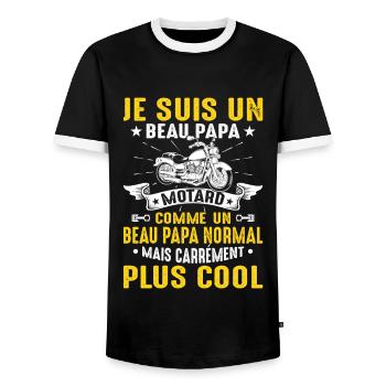 Beau-papa Motard Moto Sport Fête Des Pères Papa - T-shirt contrasté Homme - noir/blanc - Devant - AI Model Female 172 light (172cm) & AI Model Male 178 light (178cm)