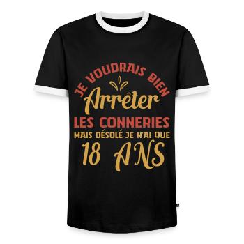 Je N'ai Que 18 Ans Cadeau De Noël Anniversaire Con - T-shirt contrasté Homme - noir/blanc - Devant - AI Model Female 172 light (172cm) & AI Model Male 178 light (178cm)