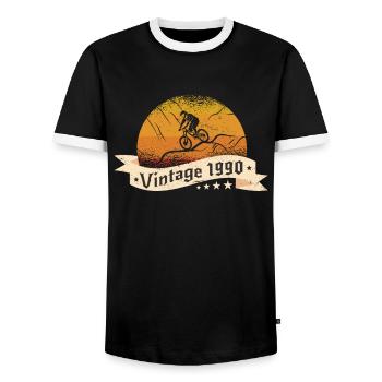 VTT-Bike Mountainbike né en 1990 Anniversaire - T-shirt contrasté Homme - noir/blanc - Devant - AI Model Female 172 light (172cm) & AI Model Male 178 light (178cm)