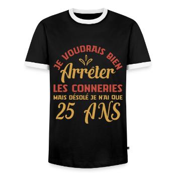 Je N'ai Que 25 Ans Anniversaire Cadeau Vintage Âge - T-shirt contrasté Homme - noir/blanc - Devant - AI Model Female 172 light (172cm) & AI Model Male 178 light (178cm)