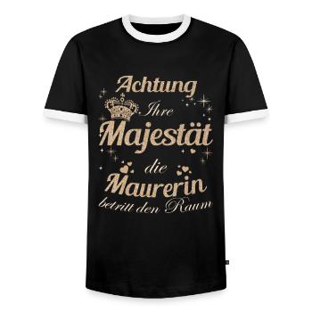 Maurer Frauen-Majestät Damen Handwerker Maurerin - Männer Kontrast-T-Shirt - Schwarz/Weiß - Vorne - AI Model Female 172 light (172cm) & AI Model Male 178 light (178cm)