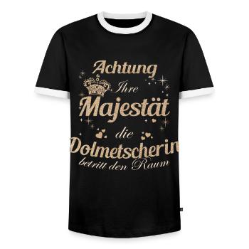 Übersetzer Frauen-Majestät Damen Dolmetscherin - Männer Kontrast-T-Shirt - Schwarz/Weiß - Vorne - AI Model Female 172 light (172cm) & AI Model Male 178 light (178cm)