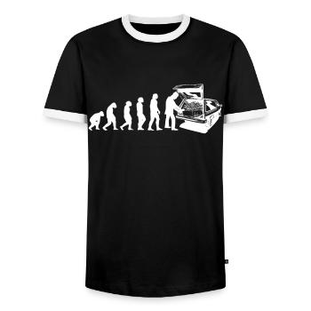 Cimetière spécialisé funéraire Cimetière jardinier - T-shirt contrasté Homme - noir/blanc - Devant - AI Model Female 172 light (172cm) & AI Model Male 178 light (178cm)