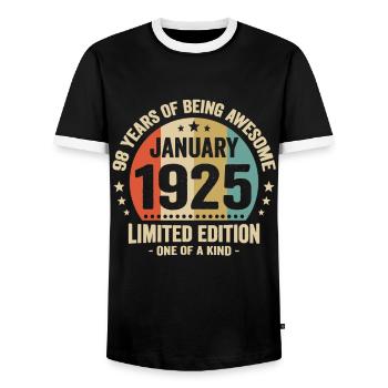 98 Jahre Januar 1925 Jubiläum Vintage Geschenk - Männer Kontrast-T-Shirt - Schwarz/Weiß - Vorne - AI Model Female 172 light (172cm) & AI Model Male 178 light (178cm)