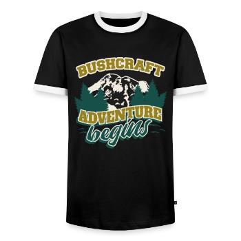 Bushcrafter Survival-adventure Outdoor Camping - Men's Ringer Shirt - black/white - Front - AI Model Female 172 light (172cm) & AI Model Male 178 light (178cm)
