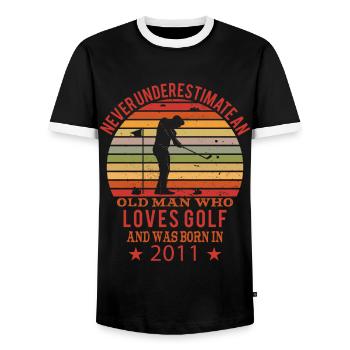 Golfer Golfer Born 2011 Birthday - Men's Ringer Shirt - black/white - Front - AI Model Female 172 light (172cm) & AI Model Male 178 light (178cm)