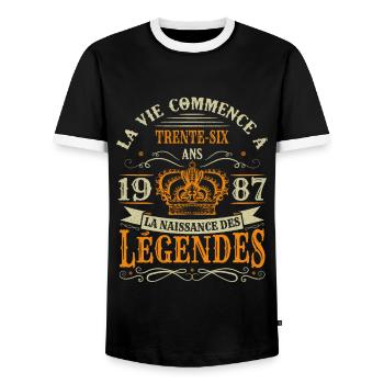 36 Ans 1987 Joyeux Anniversaire Vintage Perfection - T-shirt contrasté Homme - noir/blanc - Devant - AI Model Female 172 light (172cm) & AI Model Male 178 light (178cm)
