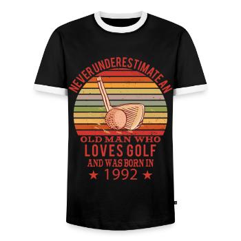 Golfer Golfer Born 1992 Birthday - Men's Ringer Shirt - black/white - Front - AI Model Female 172 light (172cm) & AI Model Male 178 light (178cm)