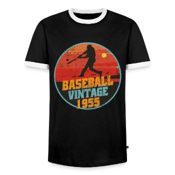 Joueur de baseball né en 1955 Anniversaire - T-shirt contrasté Homme - noir/blanc - Devant - AI Model Female 172 light (172cm) & AI Model Male 178 light (178cm)