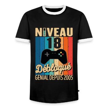 18 Ans 2005 Anniversaire Cadeau Citation Gamer - T-shirt contrasté Homme - noir/blanc - Devant - AI Model Female 172 light (172cm) & AI Model Male 178 light (178cm)