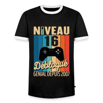 16 Ans 2007 Anniversaire Cadeau Citation Gamer - T-shirt contrasté Homme - noir/blanc - Devant - AI Model Female 172 light (172cm) & AI Model Male 178 light (178cm)