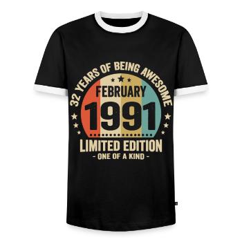 31 Ans D'être Génial Depuis Février 1991 - T-shirt contrasté Homme - noir/blanc - Devant - AI Model Female 172 light (172cm) & AI Model Male 178 light (178cm)