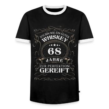 Whisky 68. Geburtstag 68 Jahre Sprüche bin wie - Männer Kontrast-T-Shirt - Schwarz/Weiß - Vorne - AI Model Female 172 light (172cm) & AI Model Male 178 light (178cm)