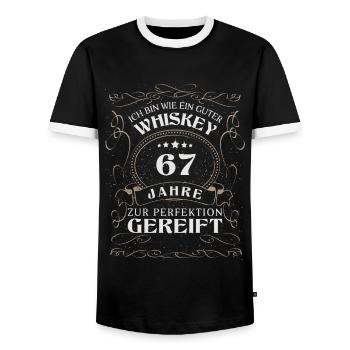 Whisky 67. Geburtstag 67 Jahre Sprüche bin wie - Männer Kontrast-T-Shirt - Schwarz/Weiß - Vorne - AI Model Female 172 light (172cm) & AI Model Male 178 light (178cm)