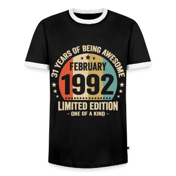 31 Ans D'être Génial Depuis Février 1992 - T-shirt contrasté Homme - noir/blanc - Devant - AI Model Female 172 light (172cm) & AI Model Male 178 light (178cm)