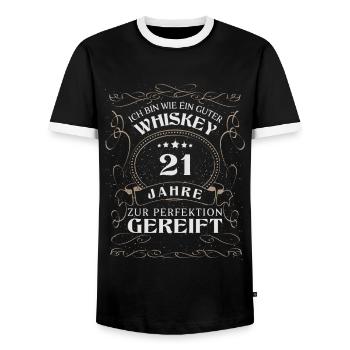 Whisky 21. Geburtstag 21 Jahre Sprüche bin wie - Männer Kontrast-T-Shirt - Schwarz/Weiß - Vorne - AI Model Female 172 light (172cm) & AI Model Male 178 light (178cm)