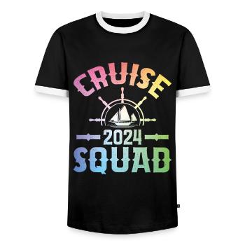 Cruise Group 2024 - Men's Ringer Shirt - black/white - Front - AI Model Female 172 light (172cm) & AI Model Male 178 light (178cm)