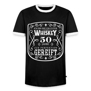 Whisky 50. Geburtstag 50 Jahre Ich bin wie guter - Männer Kontrast-T-Shirt - Schwarz/Weiß - Vorne - AI Model Female 172 light (172cm) & AI Model Male 178 light (178cm)