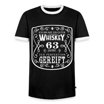Whisky 63. Geburtstag 63 Jahre Ich bin wie guter - Männer Kontrast-T-Shirt - Schwarz/Weiß - Vorne - AI Model Female 172 light (172cm) & AI Model Male 178 light (178cm)