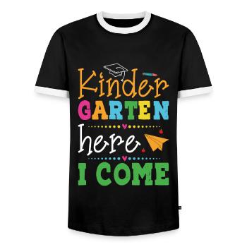 The Nursery School Me Voilà - Men's Ringer Shirt - black/white - Front - AI Model Female 172 light (172cm) & AI Model Male 178 light (178cm)