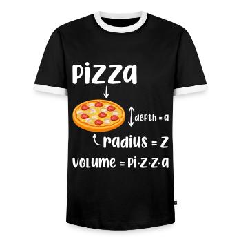 Funny Pizza Volume - Men's Ringer Shirt - black/white - Front - AI Model Female 172 light (172cm) & AI Model Male 178 light (178cm)