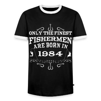 Angler Jahrgang 1984 Geburtstag geboren - Männer Kontrast-T-Shirt - Schwarz/Weiß - Vorne - AI Model Female 172 light (172cm) & AI Model Male 178 light (178cm)