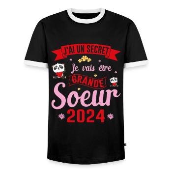 Meilleure Grande soeur du monde vecteur - T-shirt contrasté Homme - noir/blanc - Devant - AI Model Female 172 light (172cm) & AI Model Male 178 light (178cm)
