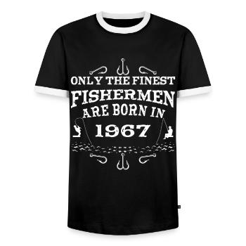 Pêcheur né en 1967 anniversaire - T-shirt contrasté Homme - noir/blanc - Devant - AI Model Female 172 light (172cm) & AI Model Male 178 light (178cm)