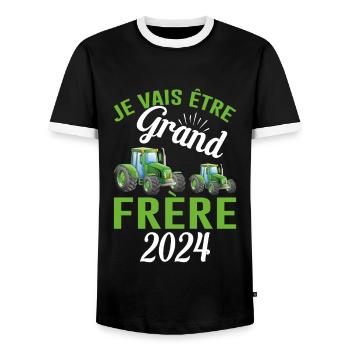 Je Vais Être Grand Frère 2024 - T-shirt contrasté Homme - noir/blanc - Devant - AI Model Female 172 light (172cm) & AI Model Male 178 light (178cm)