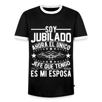Je Suis Retraité - T-shirt contrasté Homme - noir/blanc - Devant - AI Model Female 172 light (172cm) & AI Model Male 178 light (178cm)