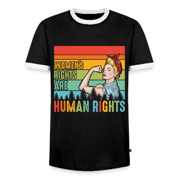 Women's rights are human rights - Men's Ringer Shirt - black/white - Front - AI Model Female 172 light (172cm) & AI Model Male 178 light (178cm)