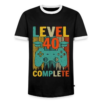 Niveau 40 Complété - T-shirt contrasté Homme - noir/blanc - Devant - AI Model Female 172 light (172cm) & AI Model Male 178 light (178cm)