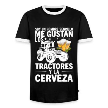 Un Mec Simple J'aime Les Tracteurs Et Les Apéros - T-shirt contrasté Homme - noir/blanc - Devant - AI Model Female 172 light (172cm) & AI Model Male 178 light (178cm)