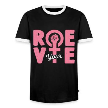 Roe deine Stimme - Männer Kontrast-T-Shirt - Schwarz/Weiß - Vorne - AI Model Female 172 light (172cm) & AI Model Male 178 light (178cm)