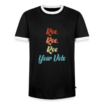 Roe deine Stimme - Männer Kontrast-T-Shirt - Schwarz/Weiß - Vorne - AI Model Female 172 light (172cm) & AI Model Male 178 light (178cm)