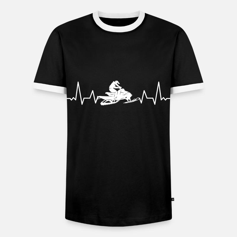 Snowmobile driver Snowmobile Cardiogram - Men's Ringer Shirt - black/white