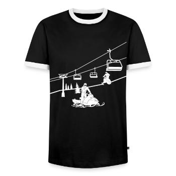 Schneemobil-Fahrer Motorschlitten Schneemotorrad - Männer Kontrast-T-Shirt - Schwarz/Weiß - Vorne - AI Model Female 172 light (172cm) & AI Model Male 178 light (178cm)