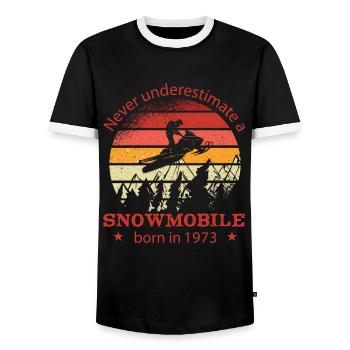 Conducteur de motoneige né en 1973 Anniversaire - T-shirt contrasté Homme - noir/blanc - Devant - AI Model Female 172 light (172cm) & AI Model Male 178 light (178cm)