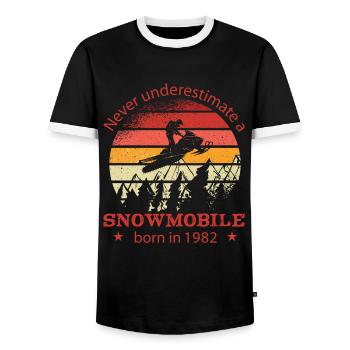 Conducteur de motoneige né en 1982 Anniversaire - T-shirt contrasté Homme - noir/blanc - Devant - AI Model Female 172 light (172cm) & AI Model Male 178 light (178cm)