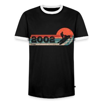 Conducteur de motoneige né en 2002 Anniversaire - T-shirt contrasté Homme - noir/blanc - Devant - AI Model Female 172 light (172cm) & AI Model Male 178 light (178cm)
