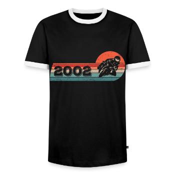 Motorcyclist Born 2002 Birthday Moped - Men's Ringer Shirt - black/white - Front - AI Model Female 172 light (172cm) & AI Model Male 178 light (178cm)