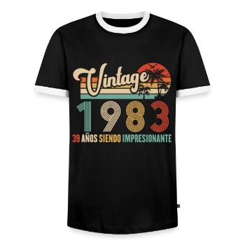 Vintage 1983 Anniversaire 39 ans D'être Awesome - T-shirt contrasté Homme - noir/blanc - Devant - AI Model Female 172 light (172cm) & AI Model Male 178 light (178cm)
