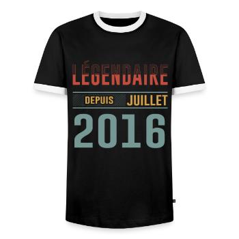 Juillet 2016 Anniversaire Idée Cadeau Vintage - T-shirt contrasté Homme - noir/blanc - Devant - AI Model Female 172 light (172cm) & AI Model Male 178 light (178cm)